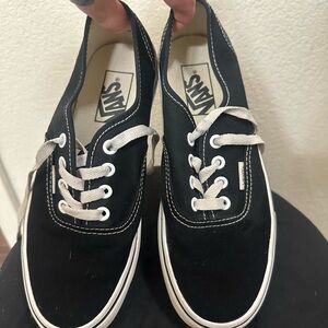 Vans Black and White Low-Top Canvas Sneakers